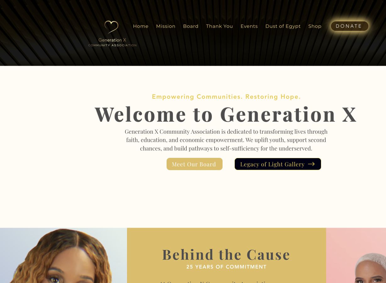 Generation X Community desktop website preview