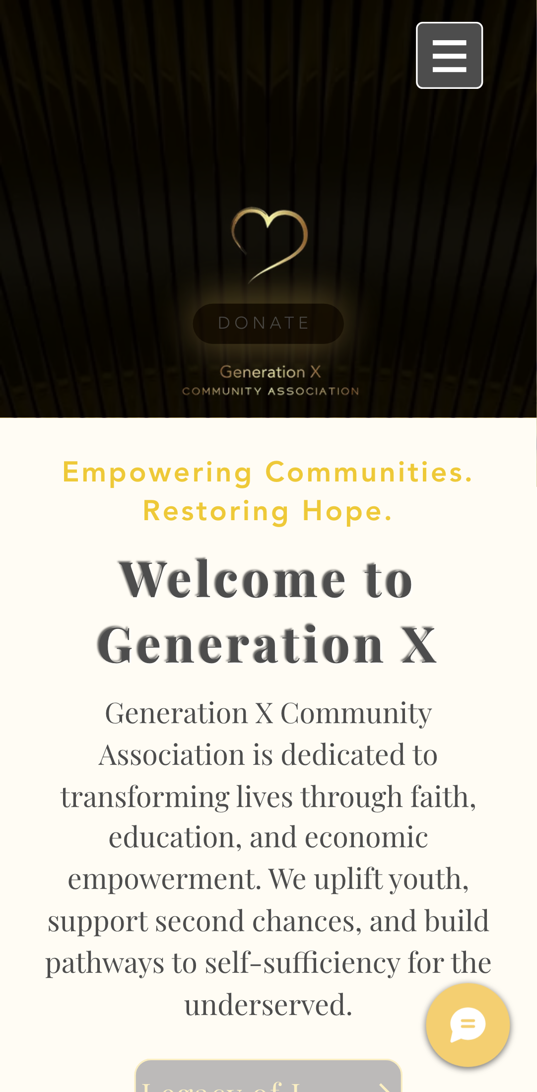 Generation X Community mobile website preview